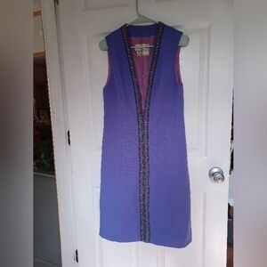 Fred Rothschild Imperial Designs Purple Sparkly Embroidered Deep V Dress